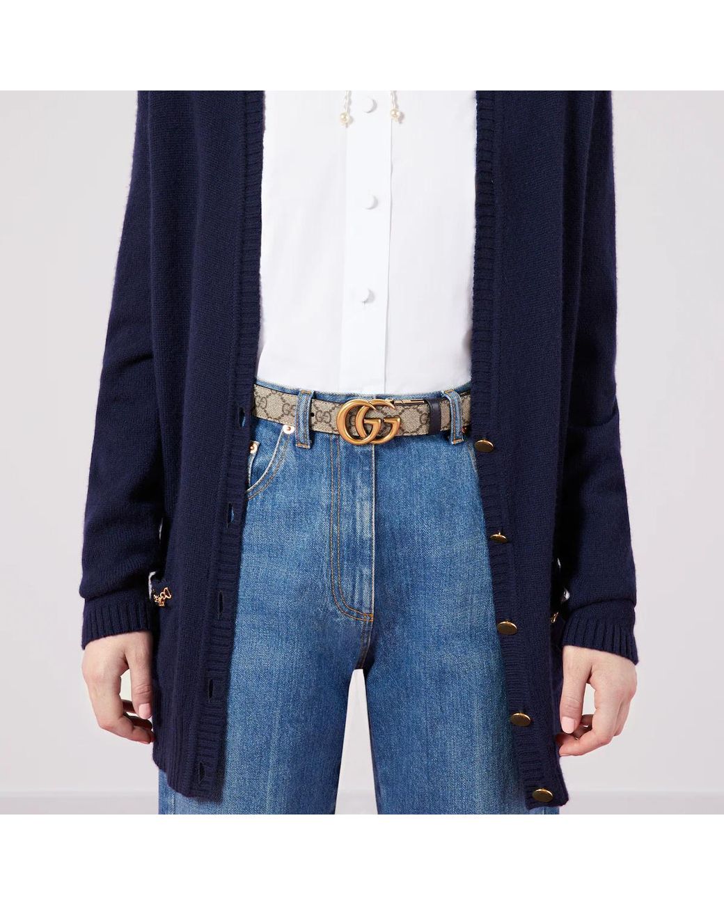 Gucci Multicolor Reversible Gg Monogram Buckle Belt
