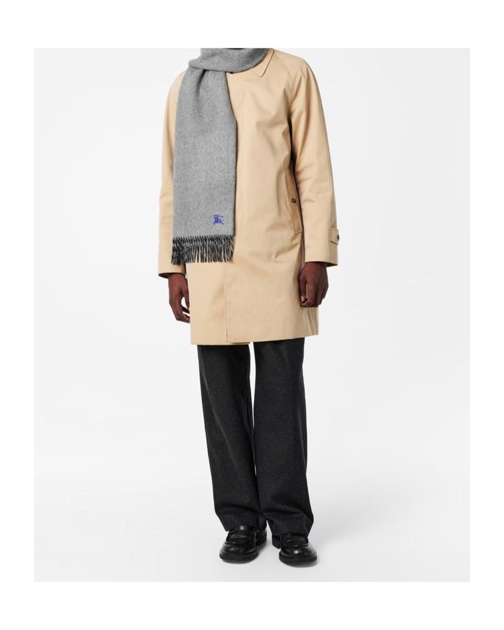 Burberry Blue Logo Embroidered Scarf for men