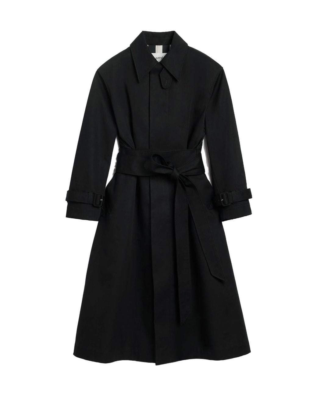 AMI Black Belted Cotton Trench Coat for men