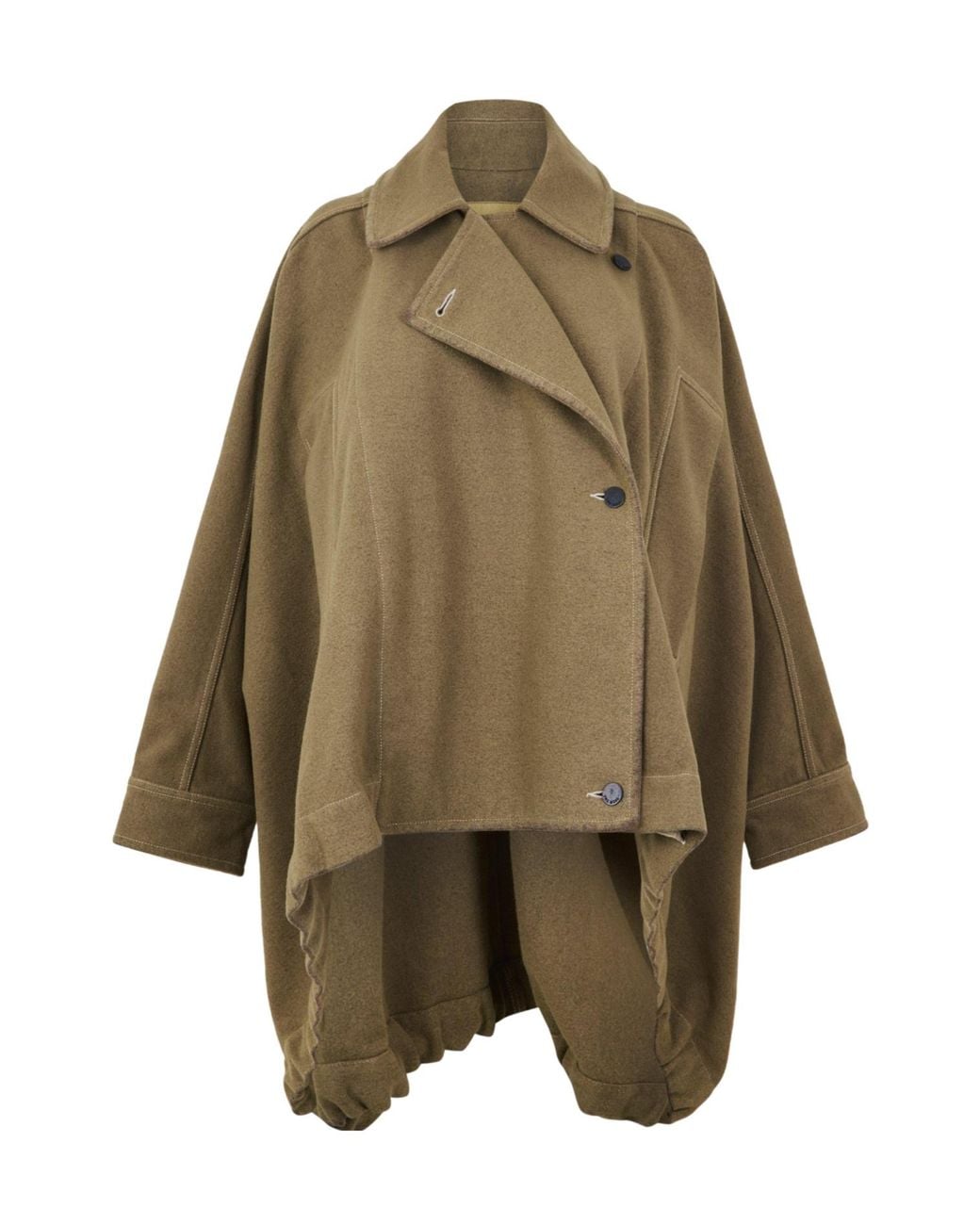 Uma Wang Green Lapel Irregular Long Coat
