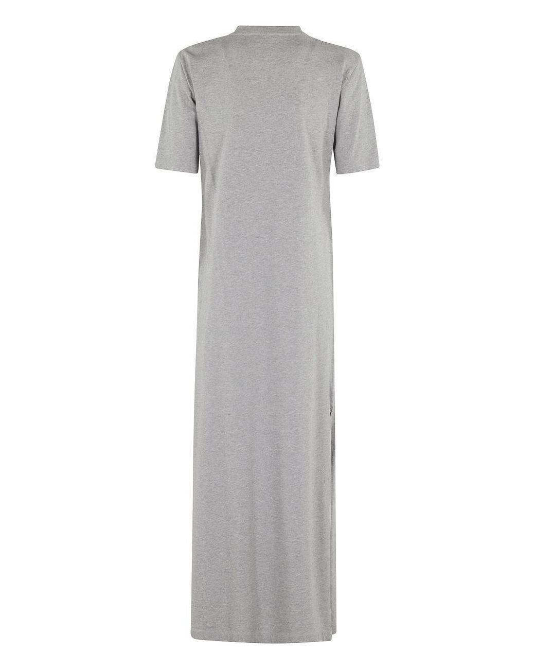 Semicouture Gray Round Neck Short Sleeve Dress