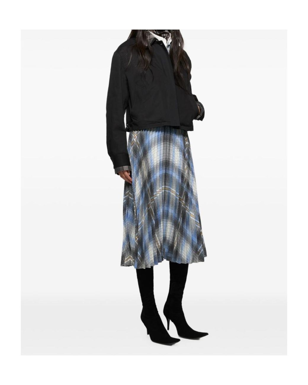 Acne Black Check-Collar Cropped Jacket