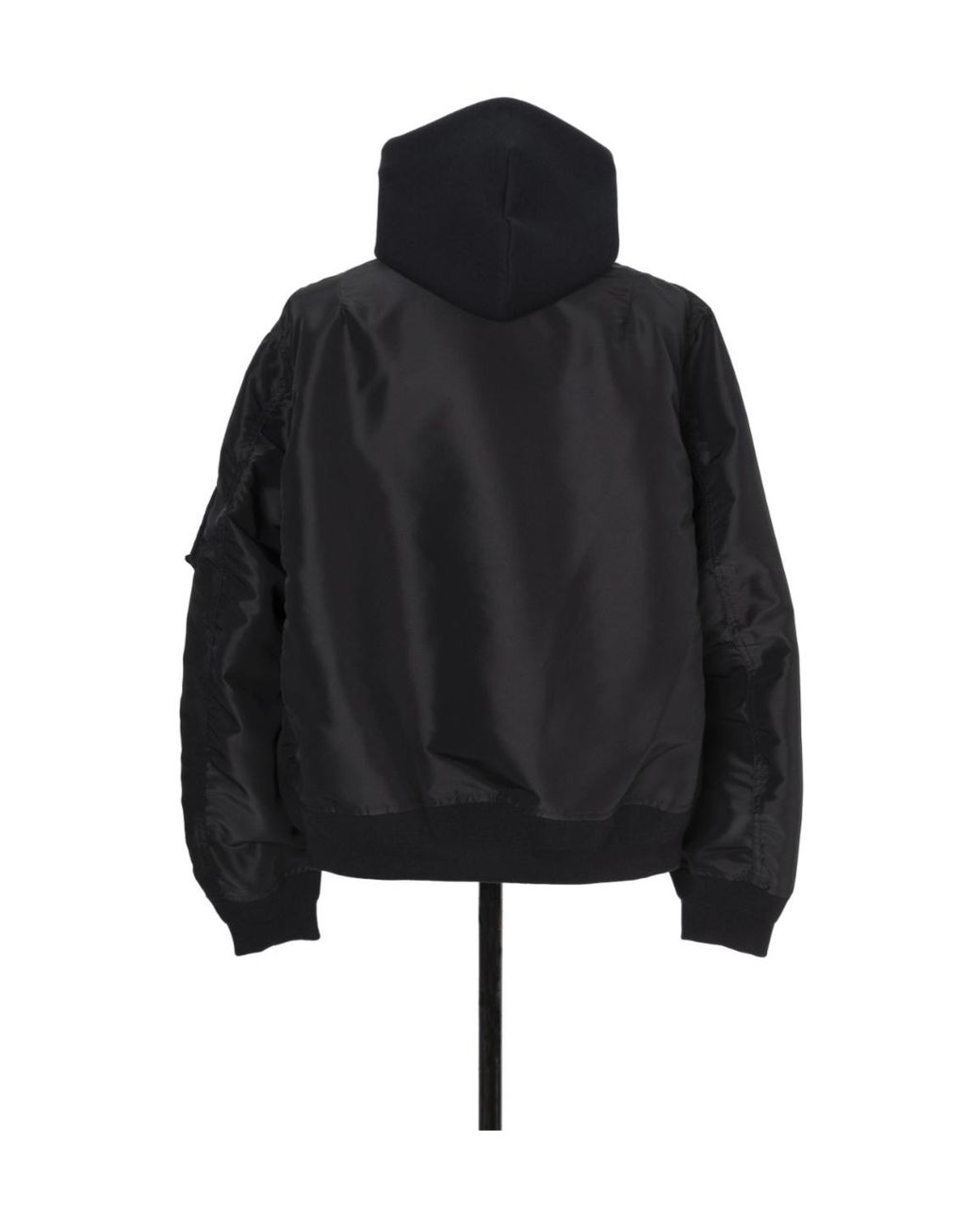 Sacai Black Panelled Zip-Up Hoodie for men