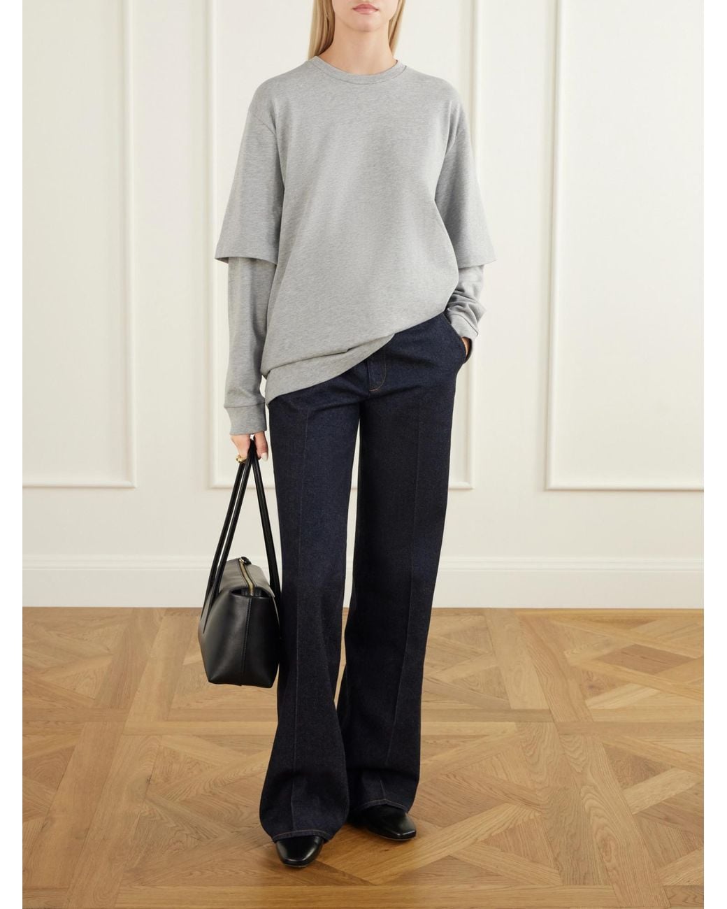 Tibi Gray Perfect T Layered Cotton-Jersey T-Shirt