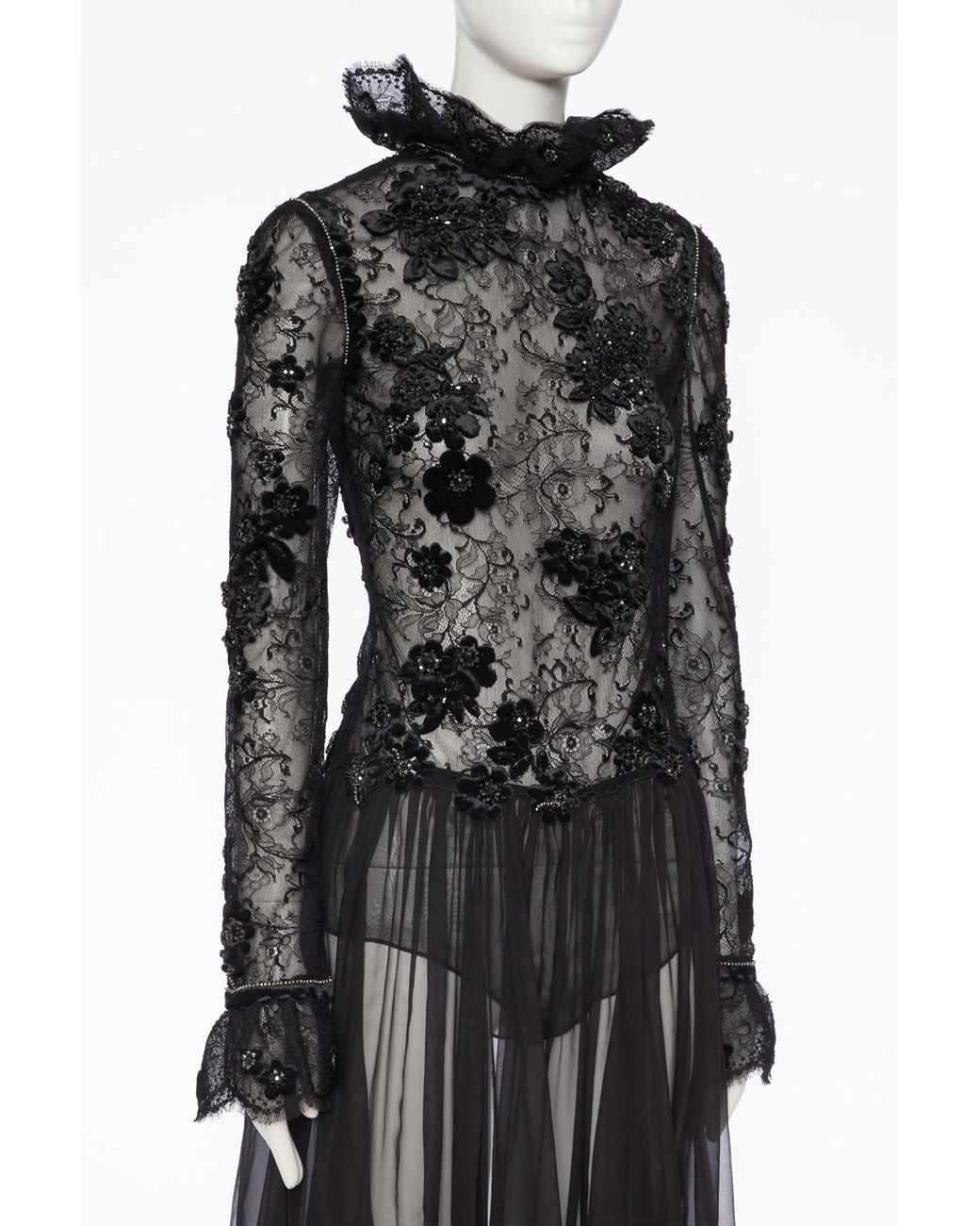 Valentino Black Long-Sleeved Dress