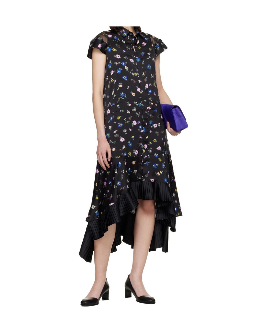 Sacai Blue Printed Midi Dress