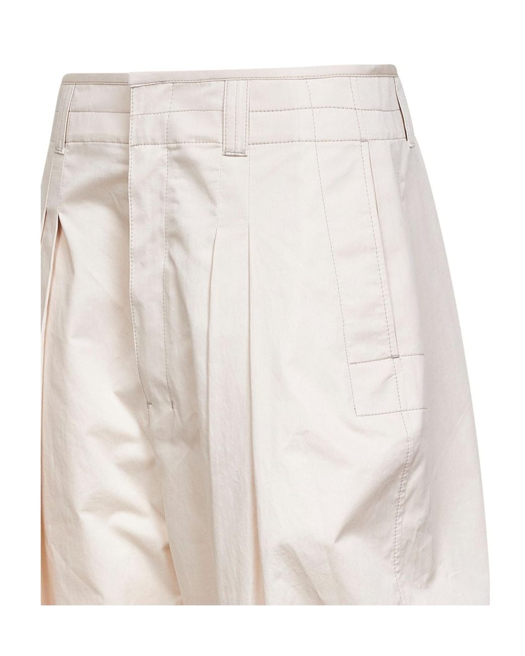 Lemaire White Pleated Balloon Shorts