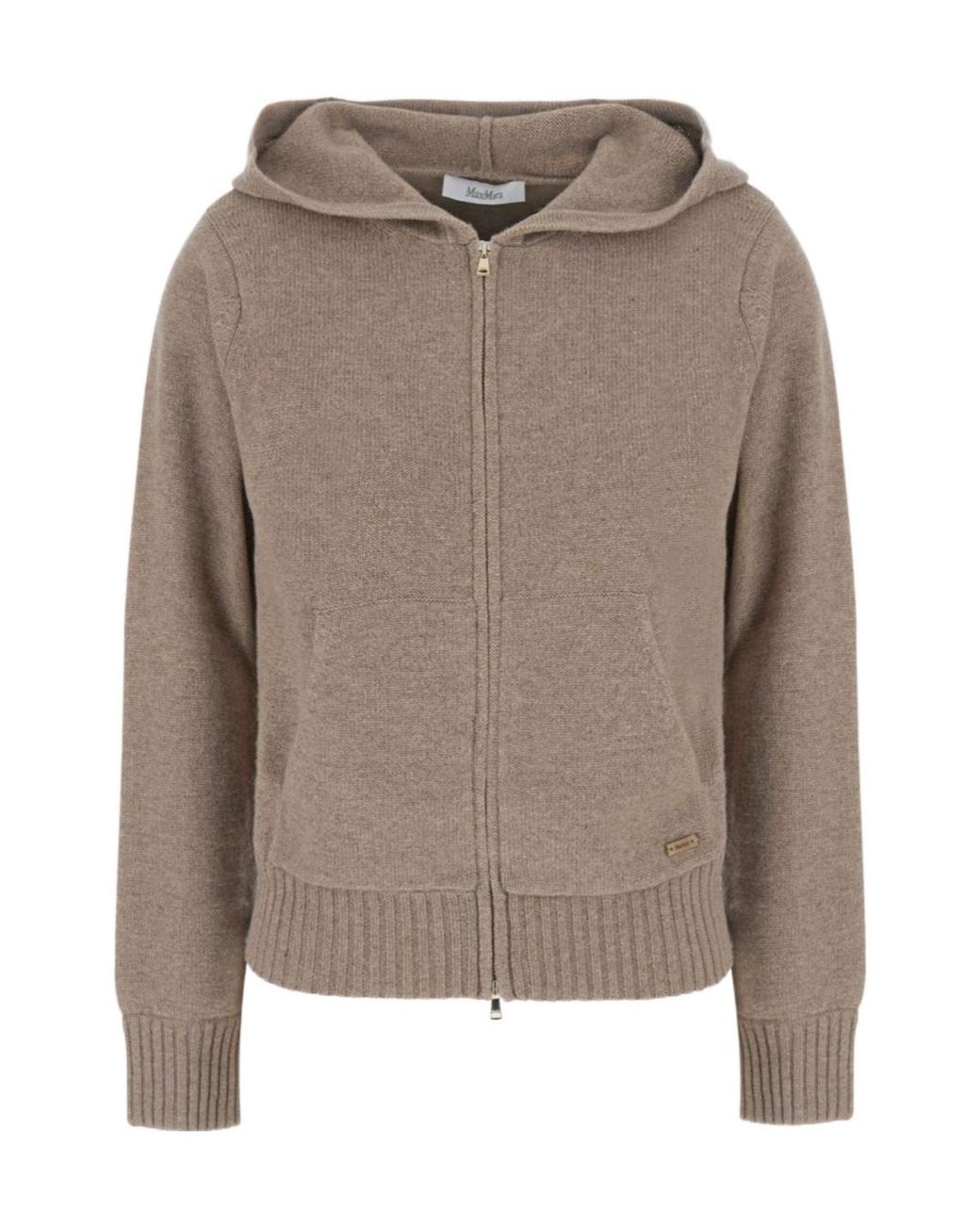 Max Mara Brown Zip-Up Knitted Hoodie