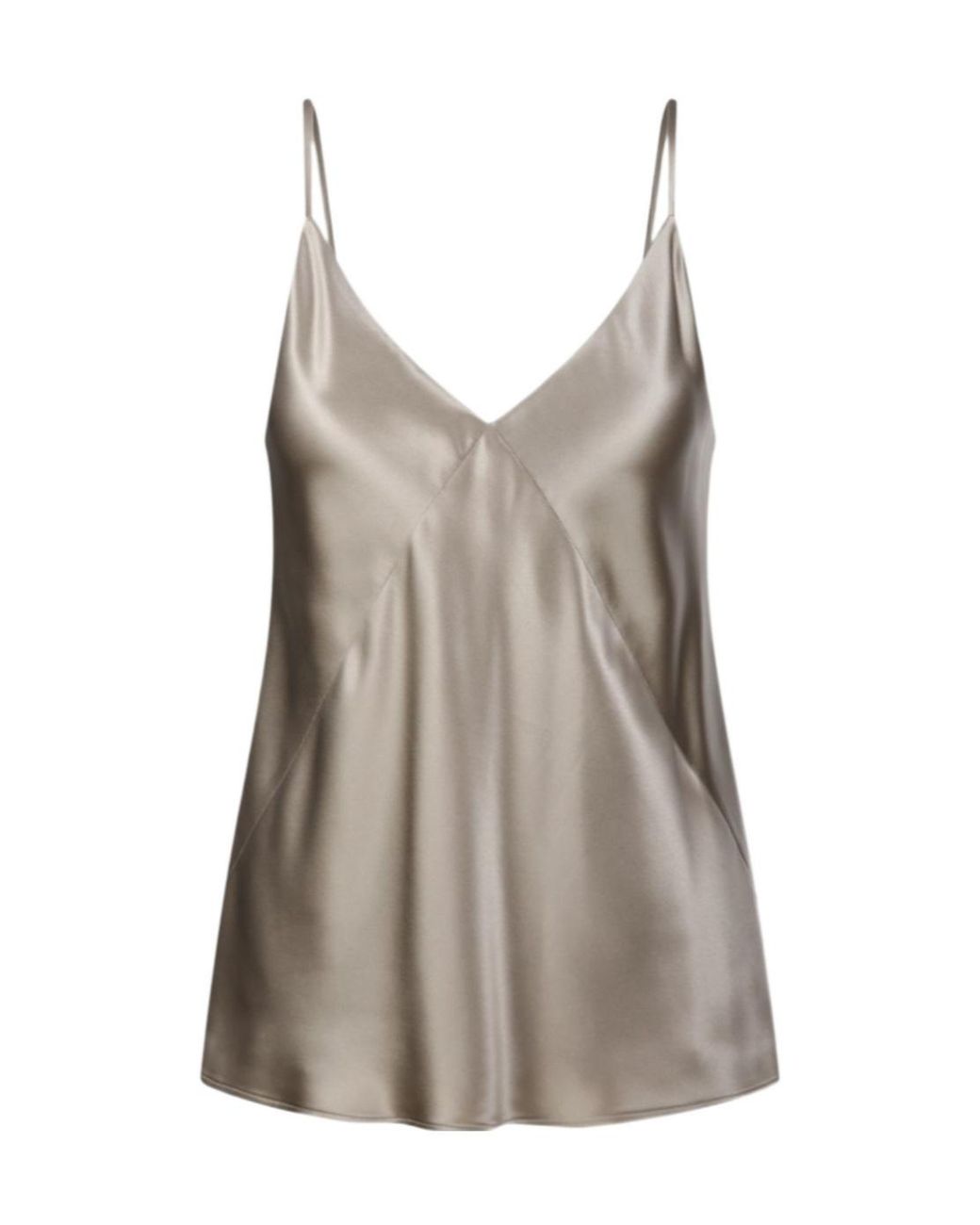 Max Mara Brown V-Neck Satin Top