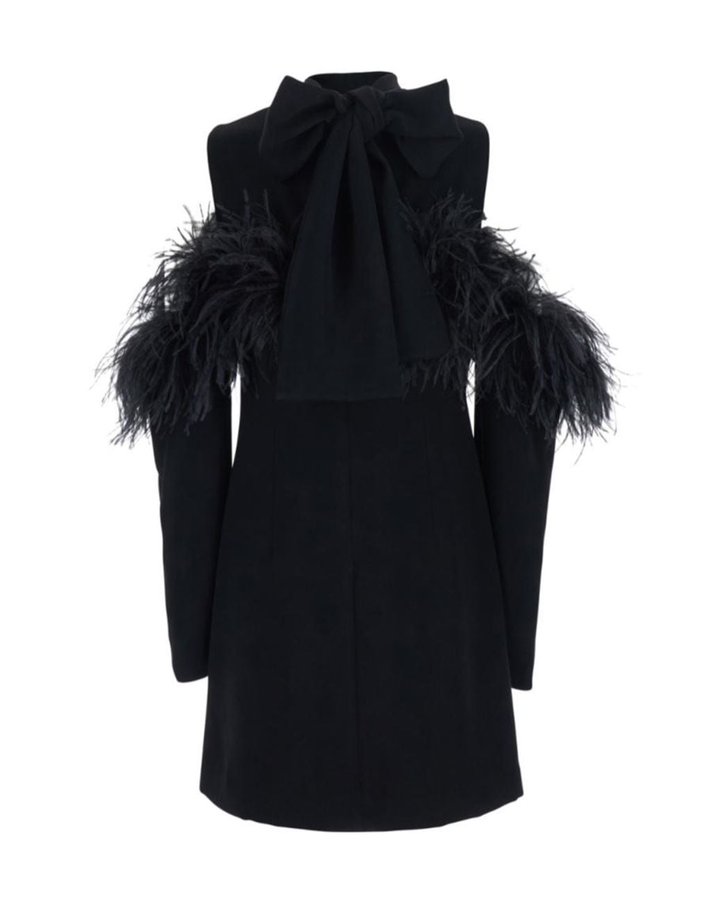 P.A.R.O.S.H. Blue P.A.R.O..H. Feathers Trimmed Mini Dress