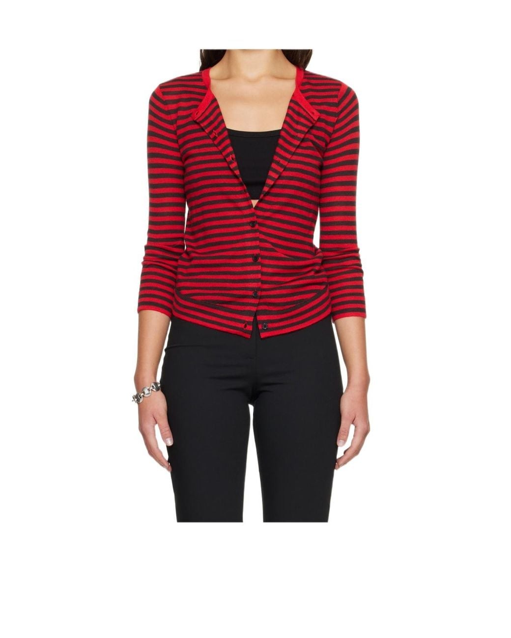 GIMAGUAS Red Striped Knit Top