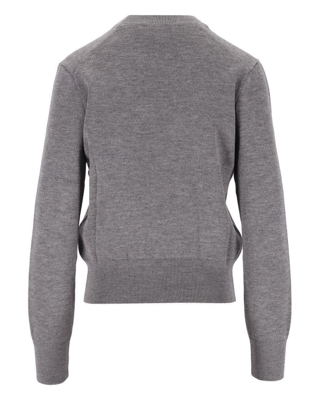 AMI Gray Ami Logo Crew Neck Knitted Jumper