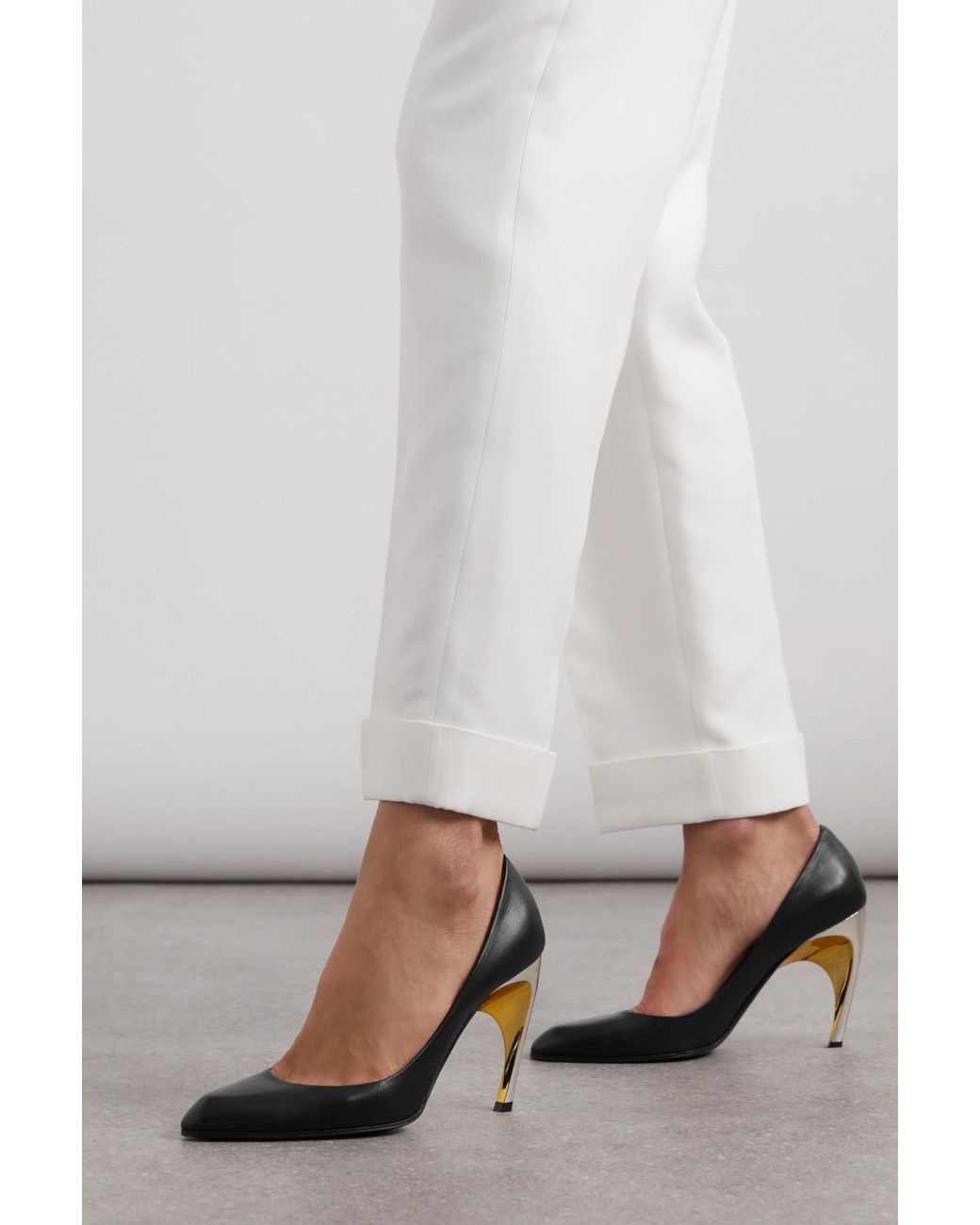McQueen Black Armadillo Pointed-Toe Pumps