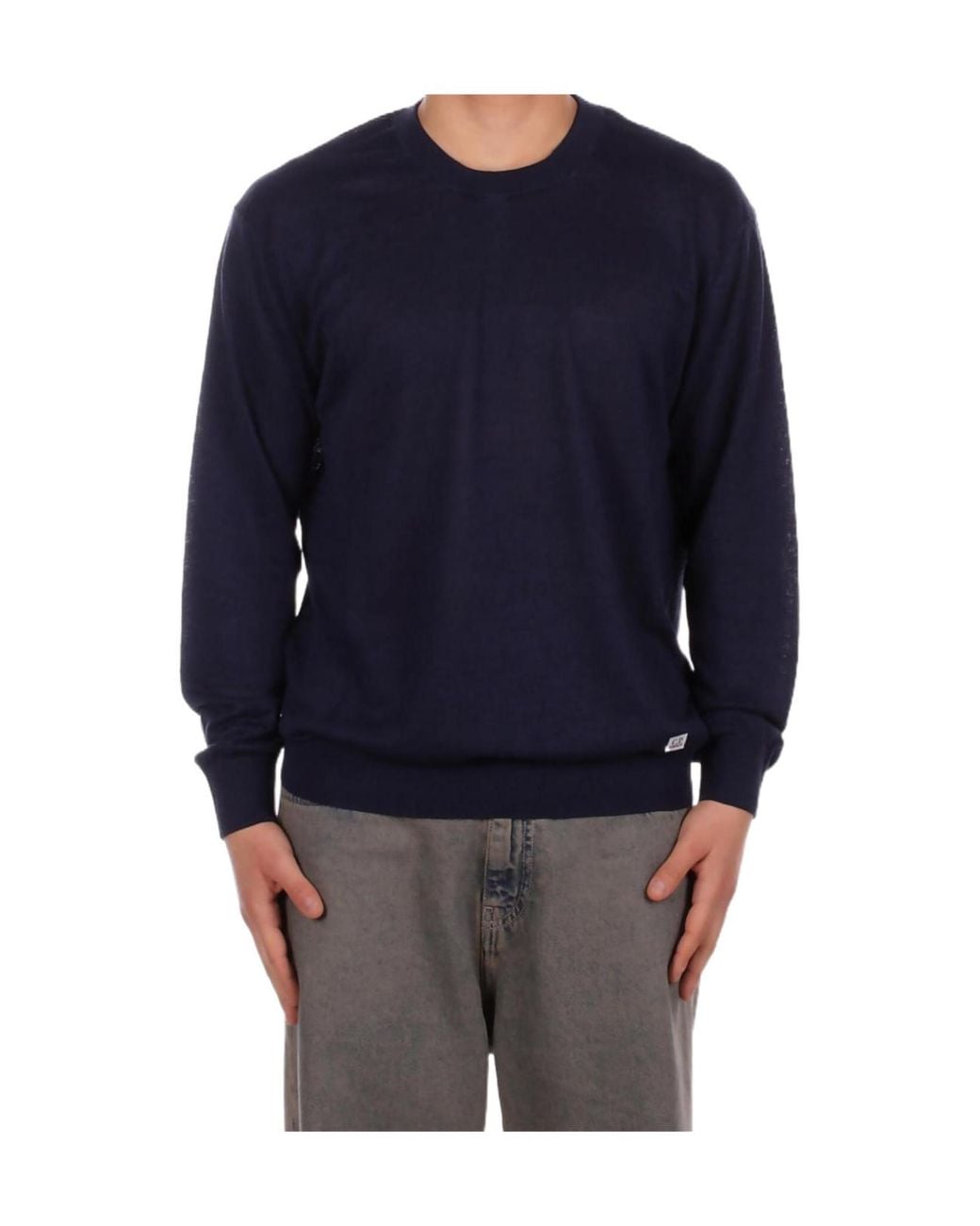 C P Company Blue Fine-Knit Raglan-Sleeve Sweater for men