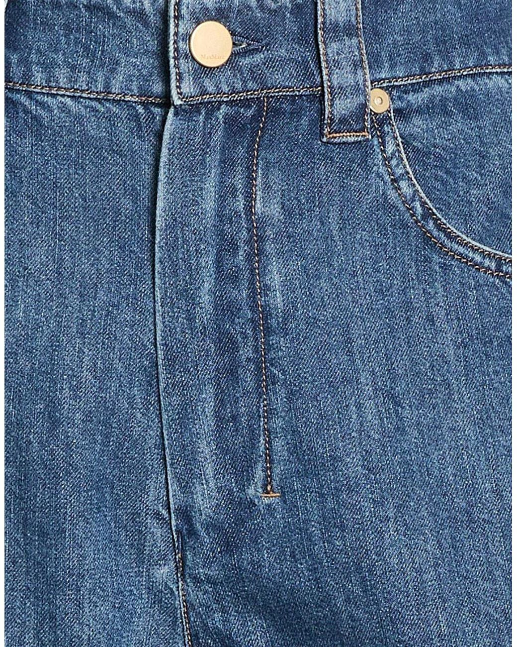 Max Mara Blue Solid Color Denim Trousers