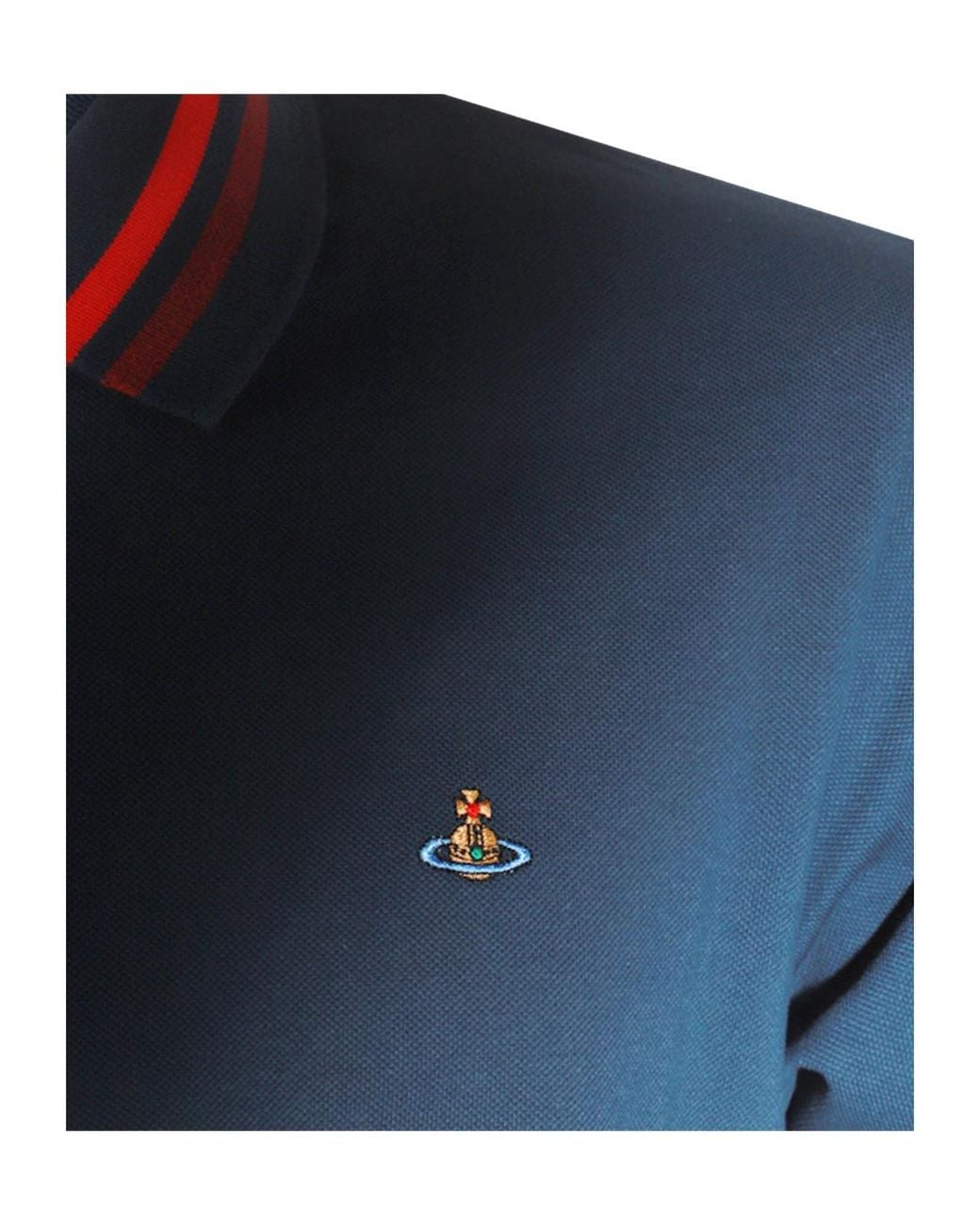Vivienne Westwood Blue Orb Embroidered Short-Sleeved Polo Shirt for men