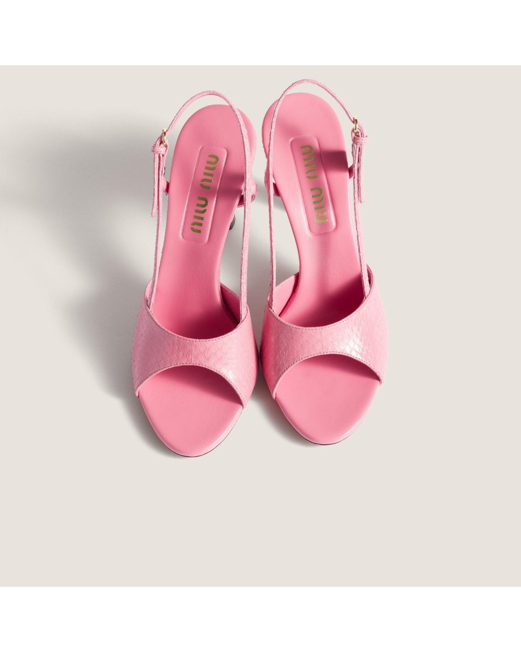 Miu Miu Pink Embossed Slingback Sandals