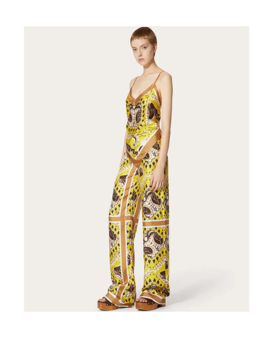 Valentino Metallic Paisley Print High Waist Trousers