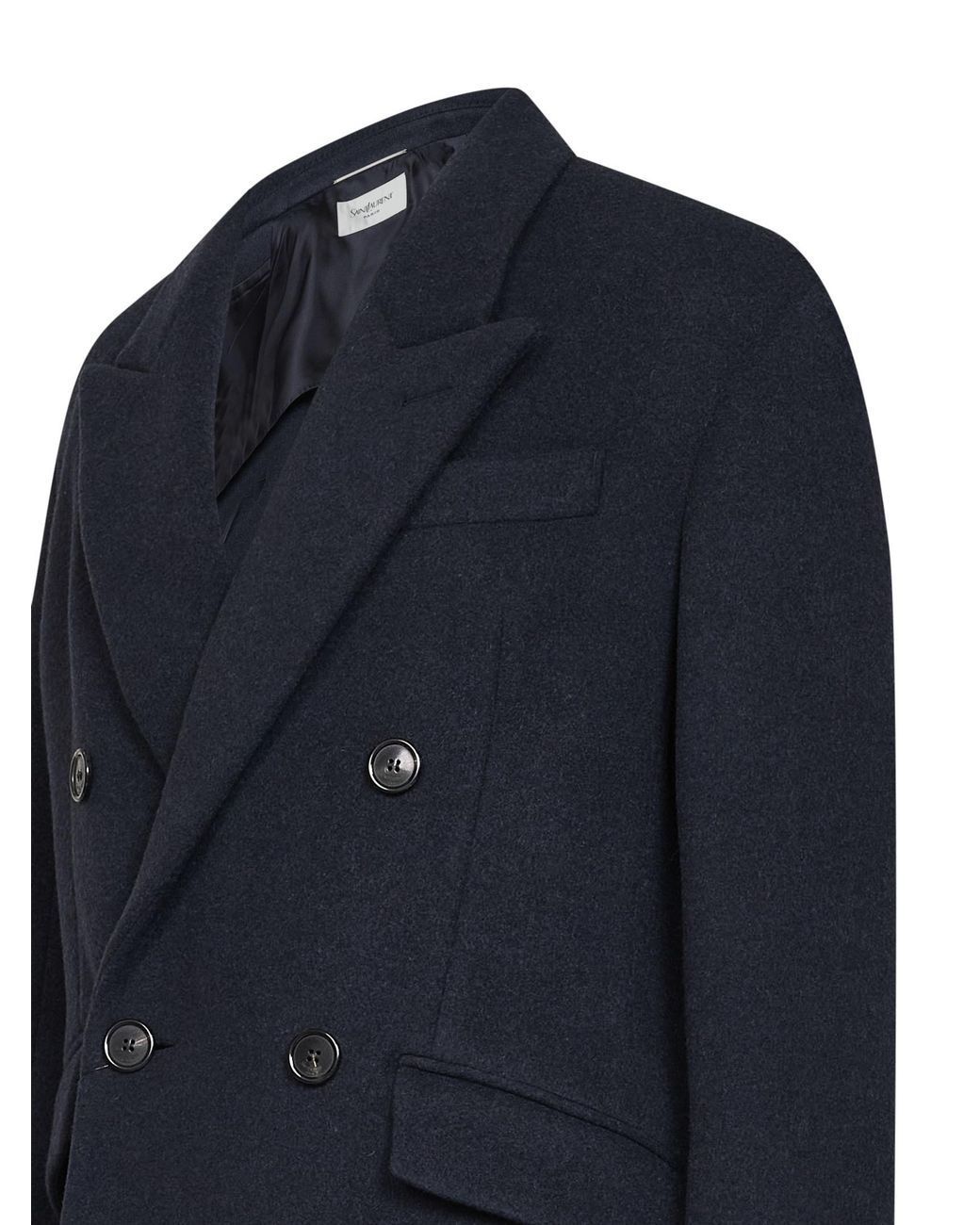 Saint Laurent Blue Double-Breasted Long Coat for men