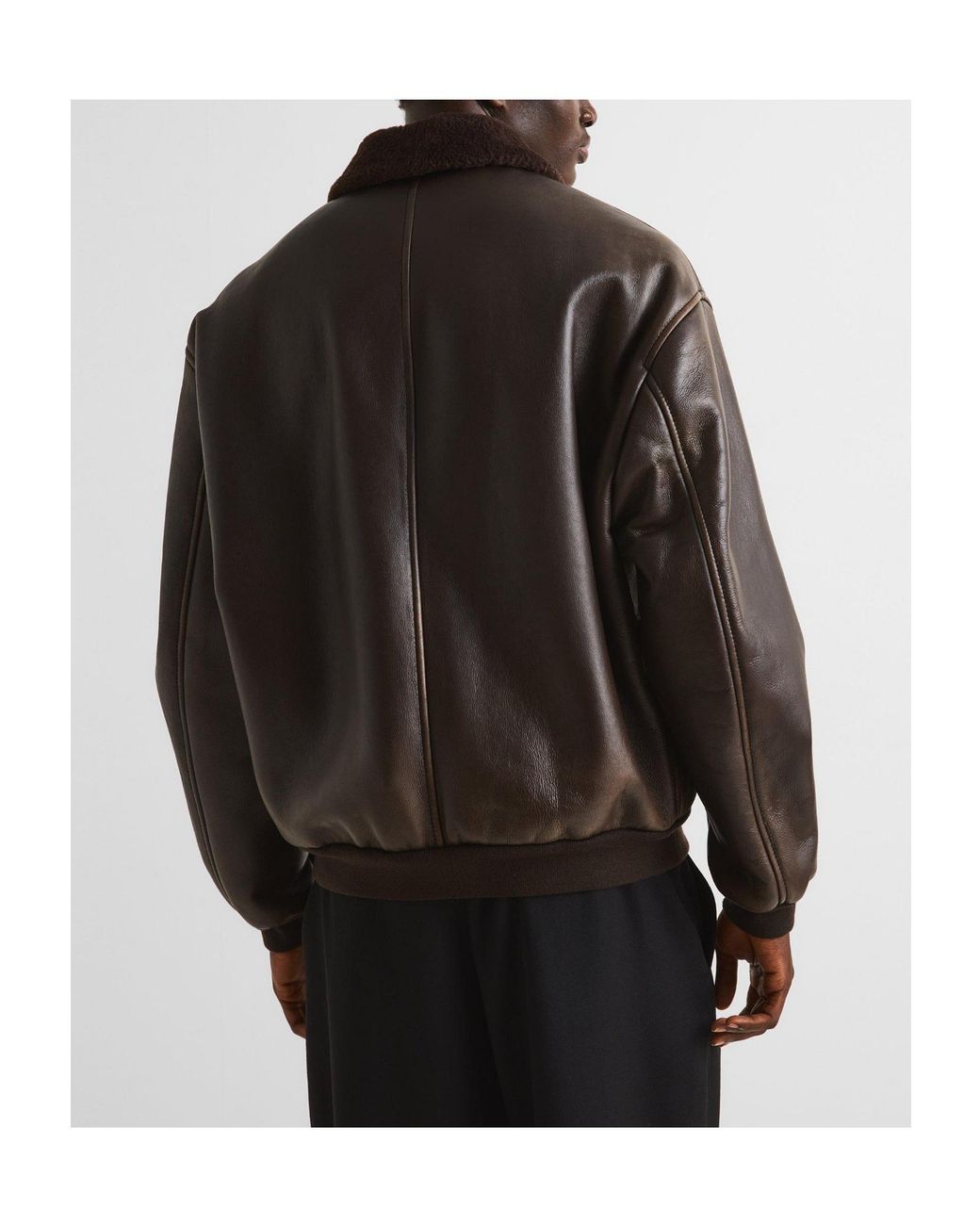 Prada Gray Genuineleather Bomber Jacket for men
