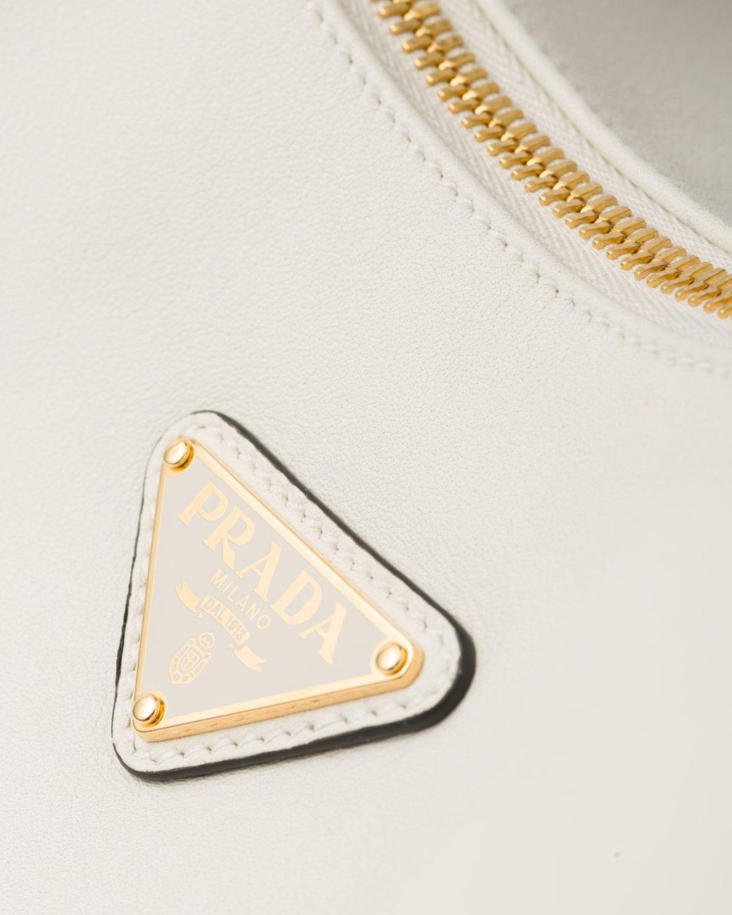 Prada Gray Arqué Zip-Up Large Shoulder Bag