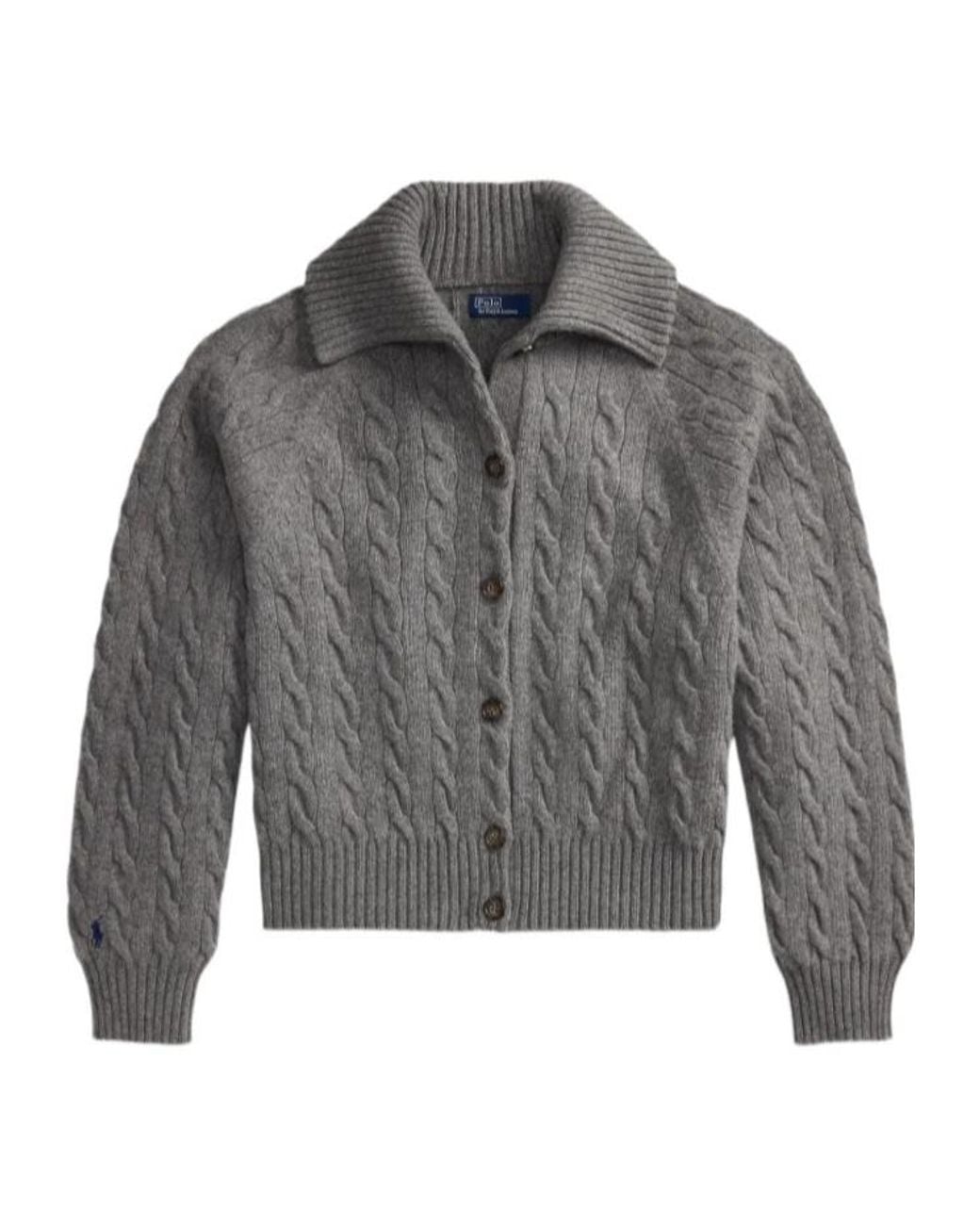 Polo Ralph Lauren Gray Ralph Lauren Cable Knit Button Cardigan