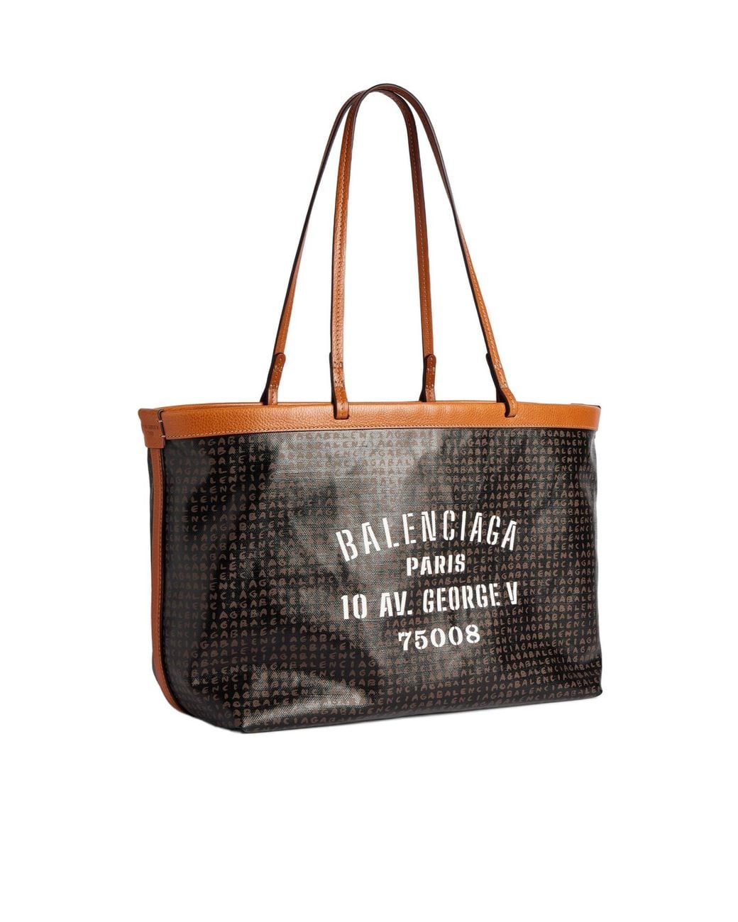 Balenciaga Black Logo Print Monogram Tote Bag