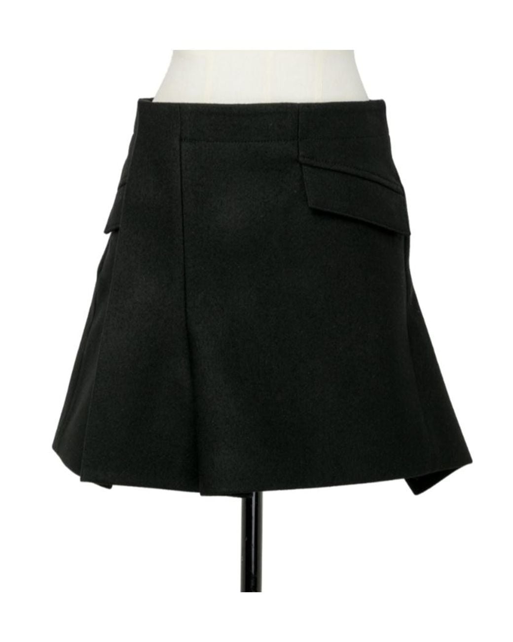 Sacai Black Melton Pleated Skirt