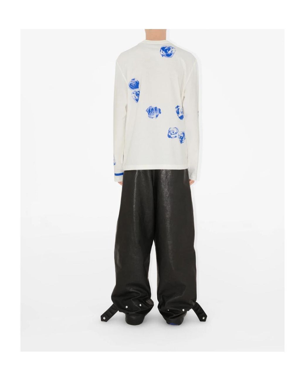 Burberry White Rose-Print Cotton T-Shirt for men