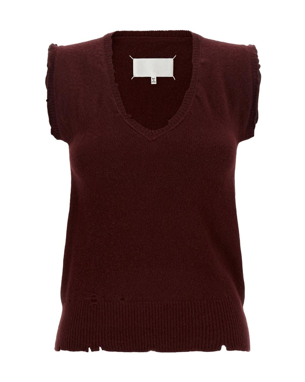Maison Margiela Red Distressed Knitted Vest