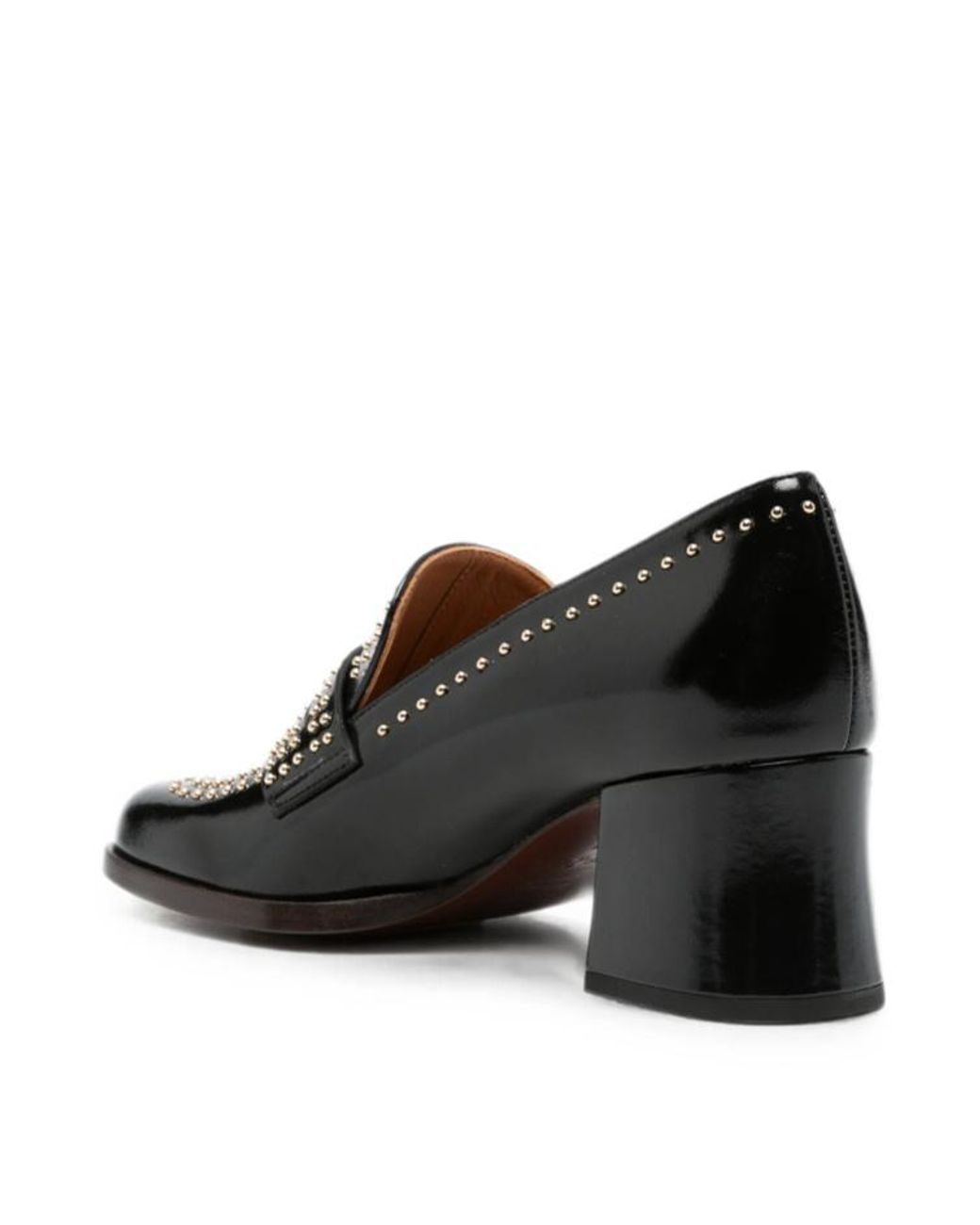 Chie Mihara Black Stud-Embellished Leather Loafers