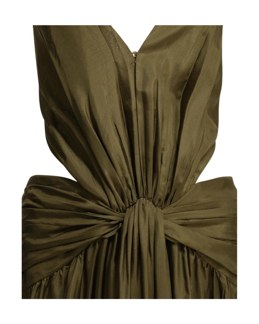 Zimmermann Green Indra Plunge Halter Maxi Dress