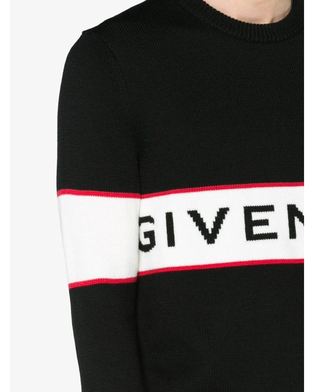 Givenchy Black Logo Intarsia Knitted Jumper for men