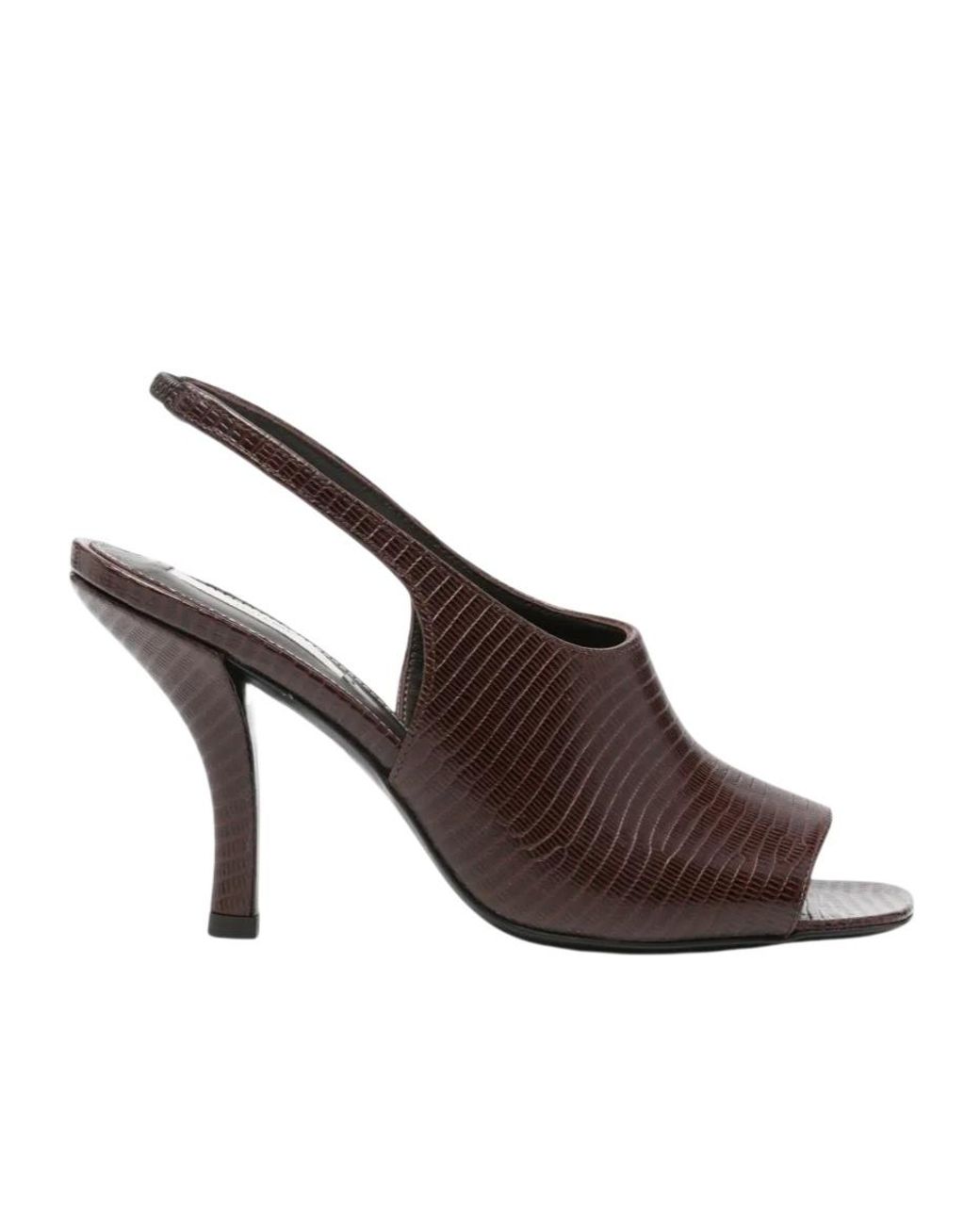 Totême Brown Totême Textured Slingback Heeled Sandals