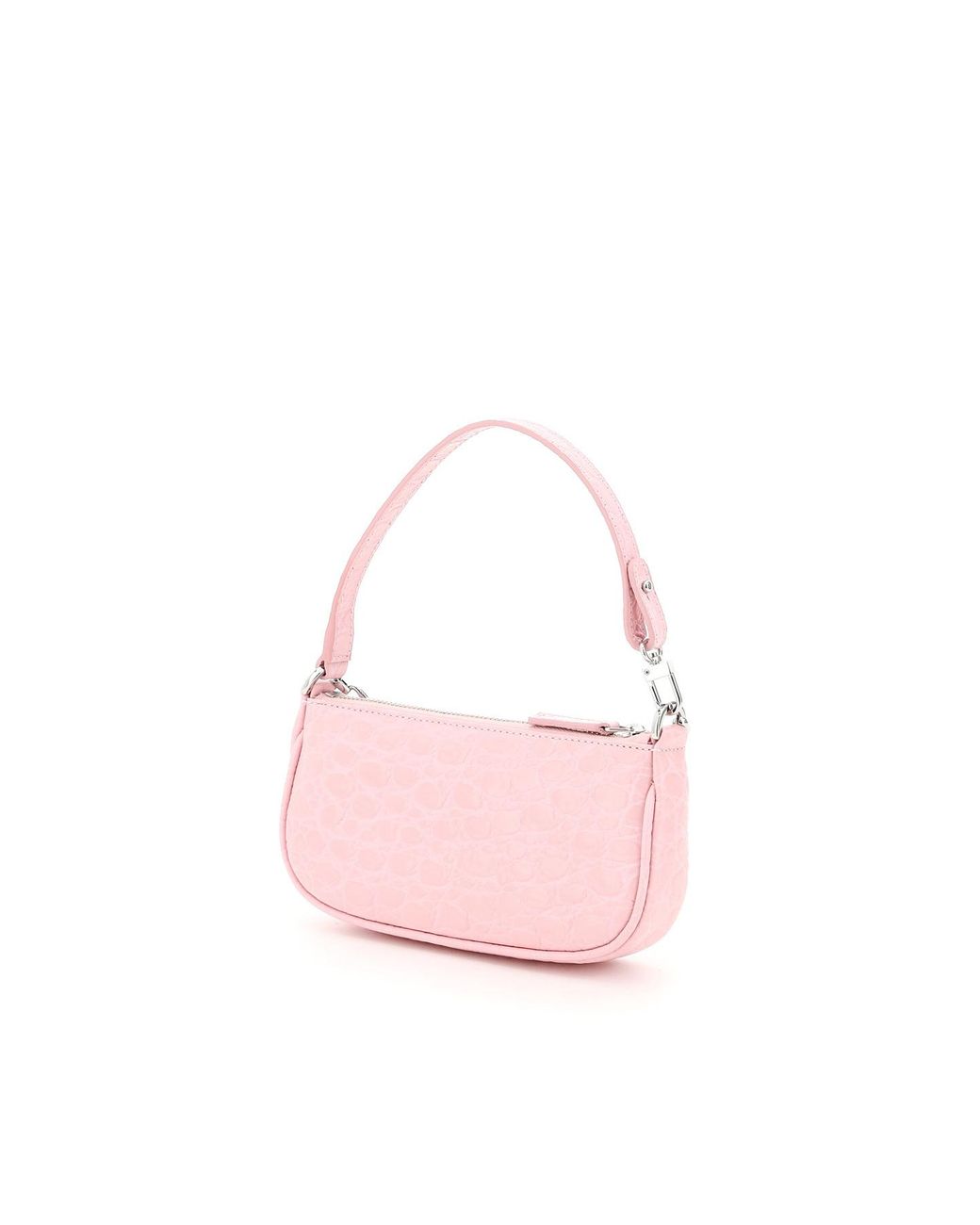 By Far Pink Mini Rachel Pebbled Shoulder Bag