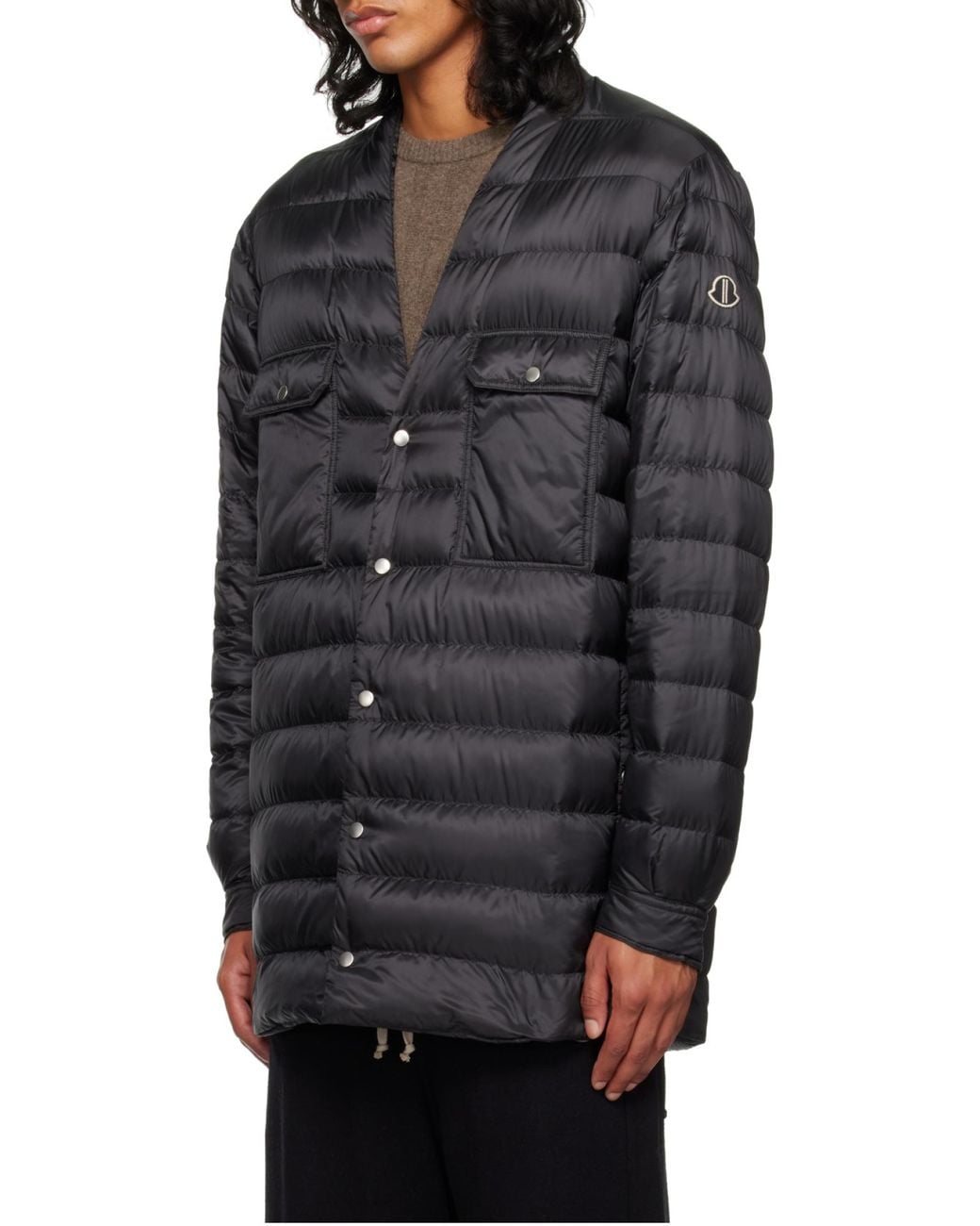 Moncler Black Moncler Rick Owens V-Neck Padded Jacket for men