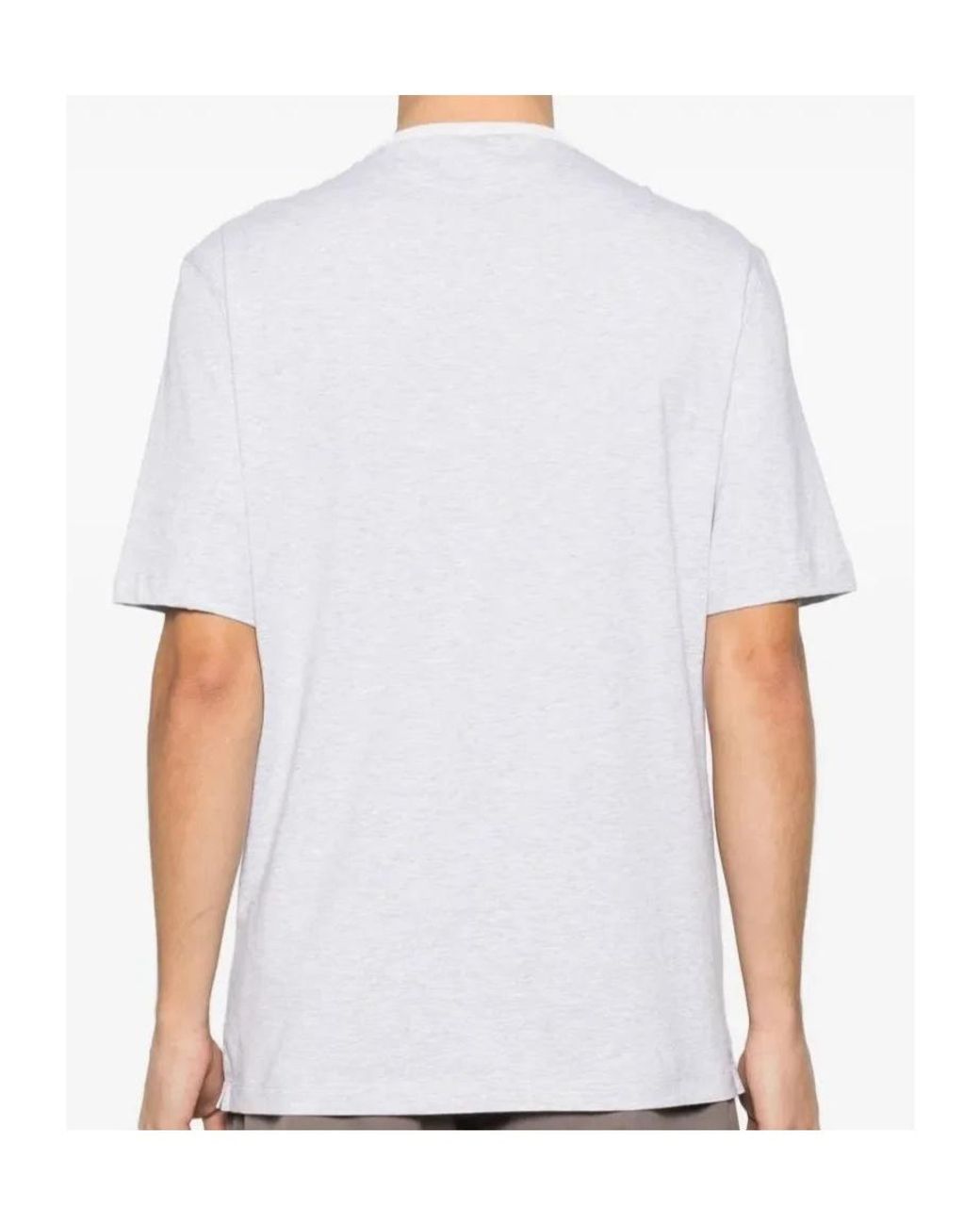 Brunello Cucinelli White Graphic Printed Crewneck T-Shirt for men