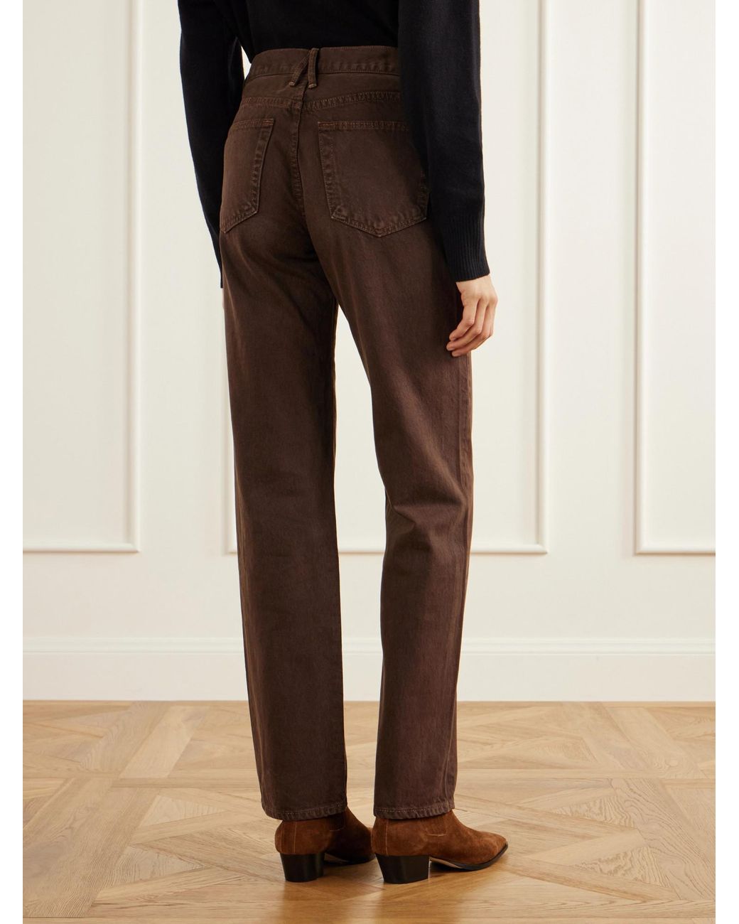 SLVRLAKE Denim Brown Mid-Rise Straight-Leg Jeans