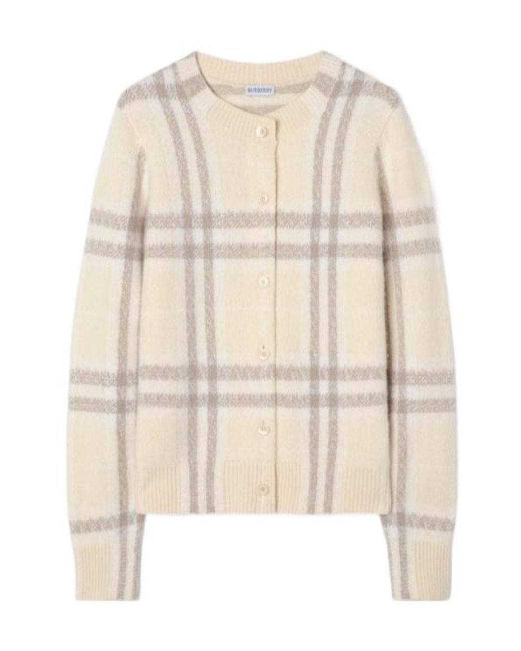 Burberry Natural Cashmere Check Cardigan