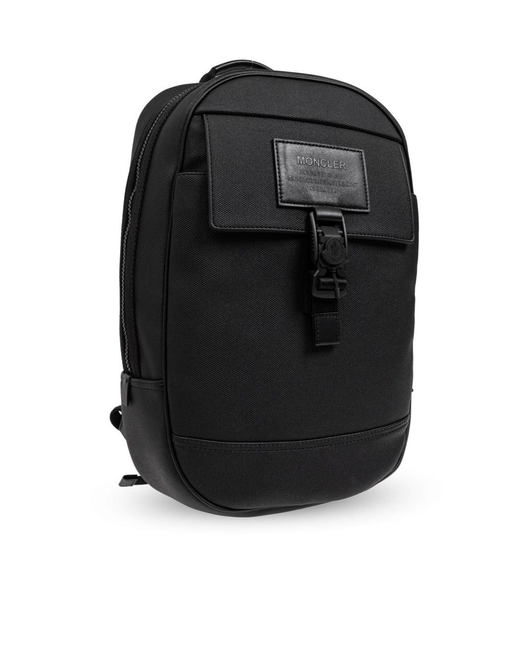 Moncler Black Logo Patch Zip-Up Backpack for men
