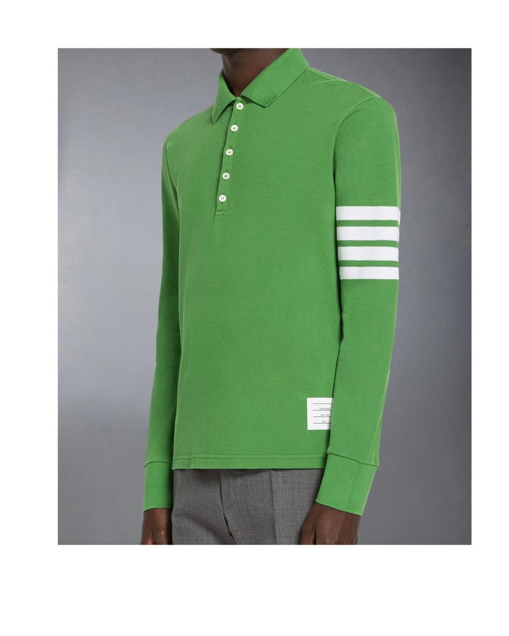 Thom Browne Green Long-Sleeved Polo Shirt for men