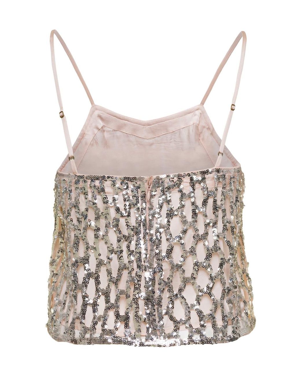 Forte_forte White Sequin Mesh Top