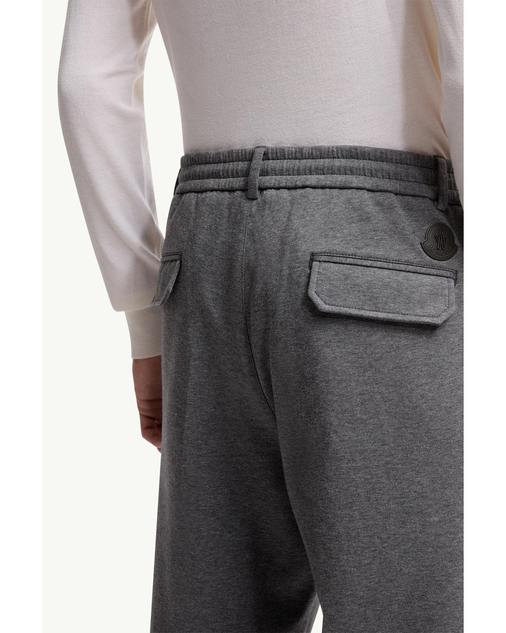 Moncler Gray Cotton Blend Tailored Pants for men