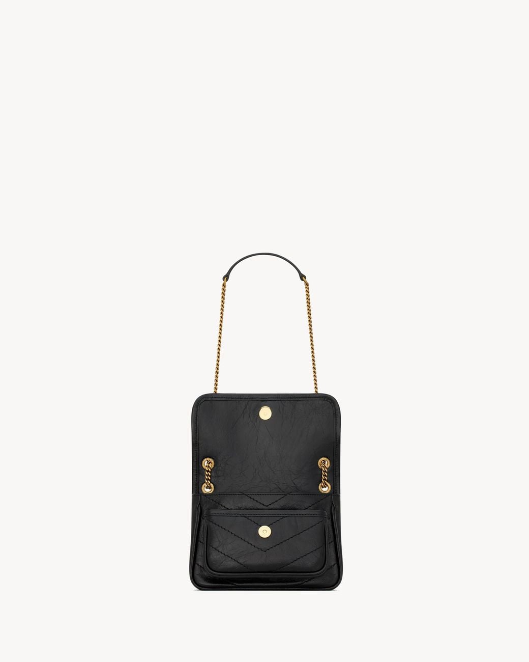 Saint Laurent White Niki Foldover Top Mini Shoulder Bag