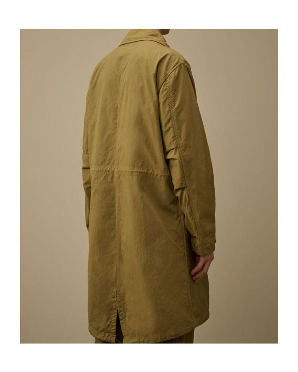 C P Company Green Lens-Detail Long-Sleeve Coat for men