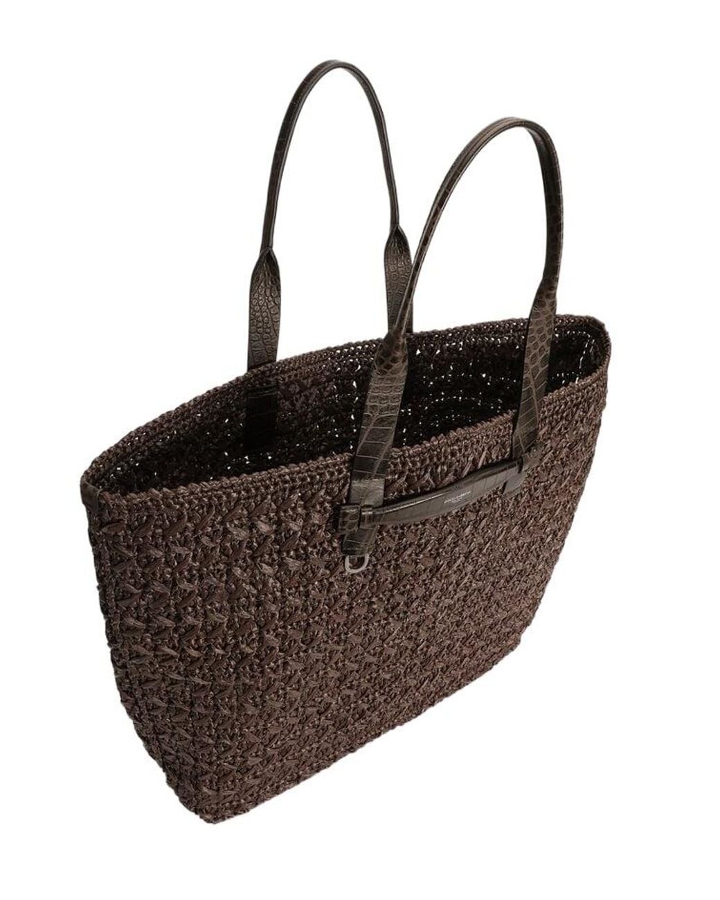 Dolce & Gabbana Brown Crochet Shopping Bag for men