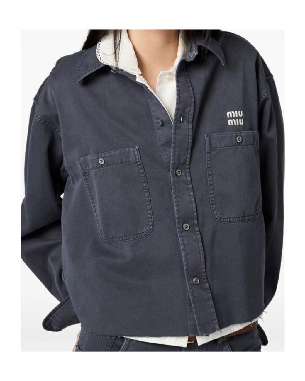 Miu Miu Blue Button-Up Denim Shirt