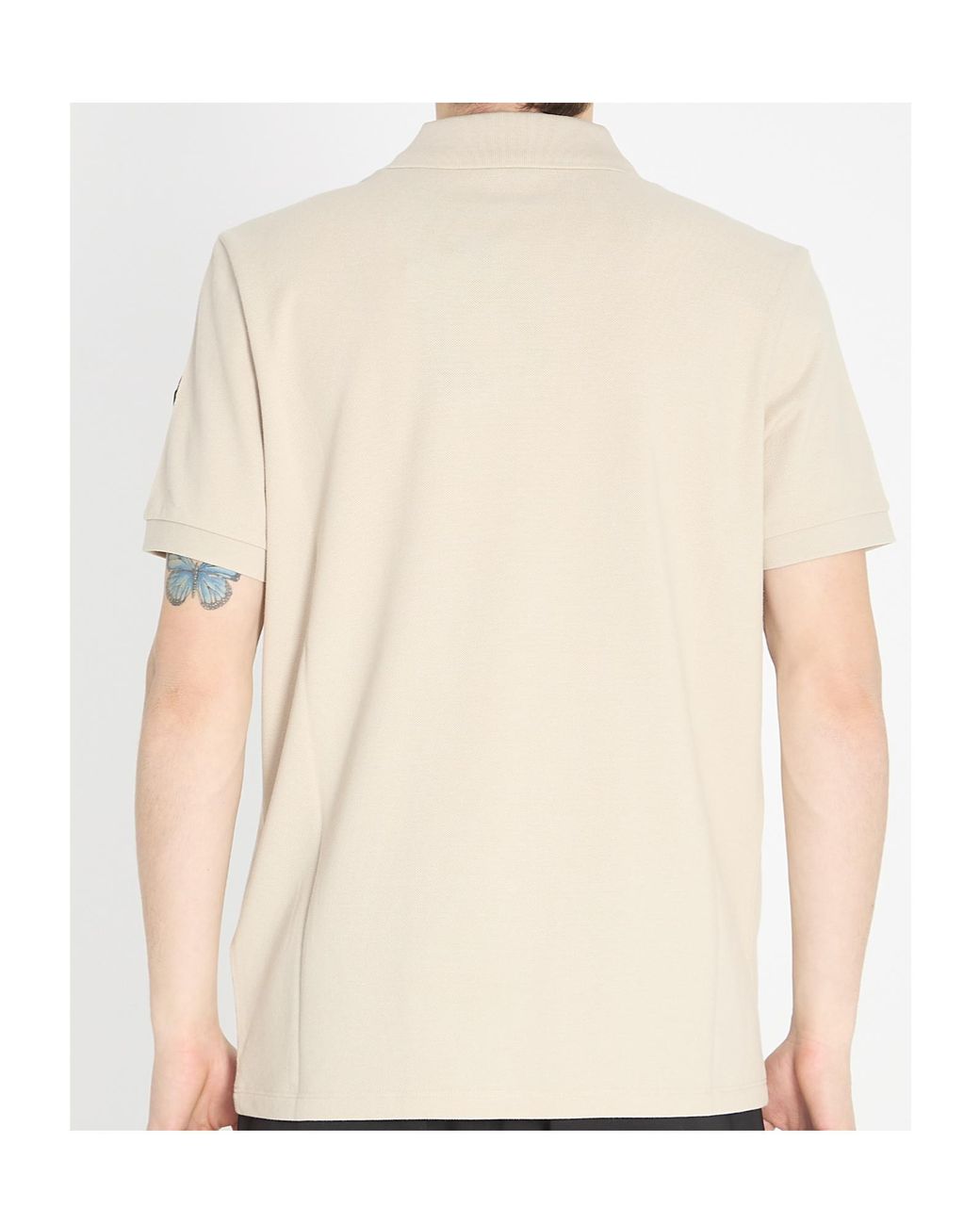 Moncler Natural Logo Patch Short-Sleeve Polo Shirt for men