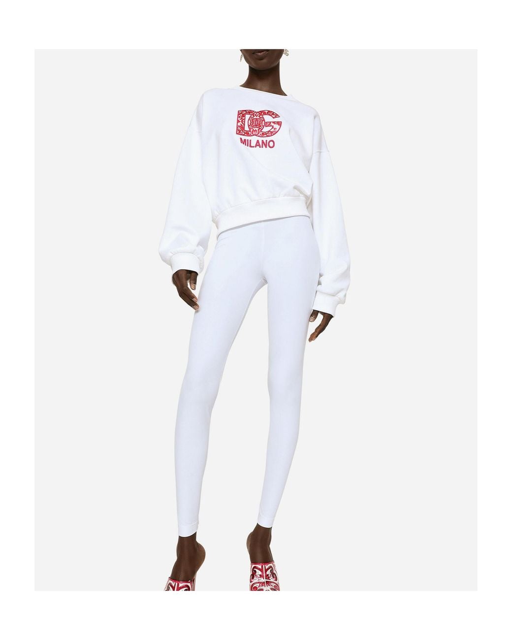 Dolce & Gabbana White Jersey Sweatshirt With Dg Patch