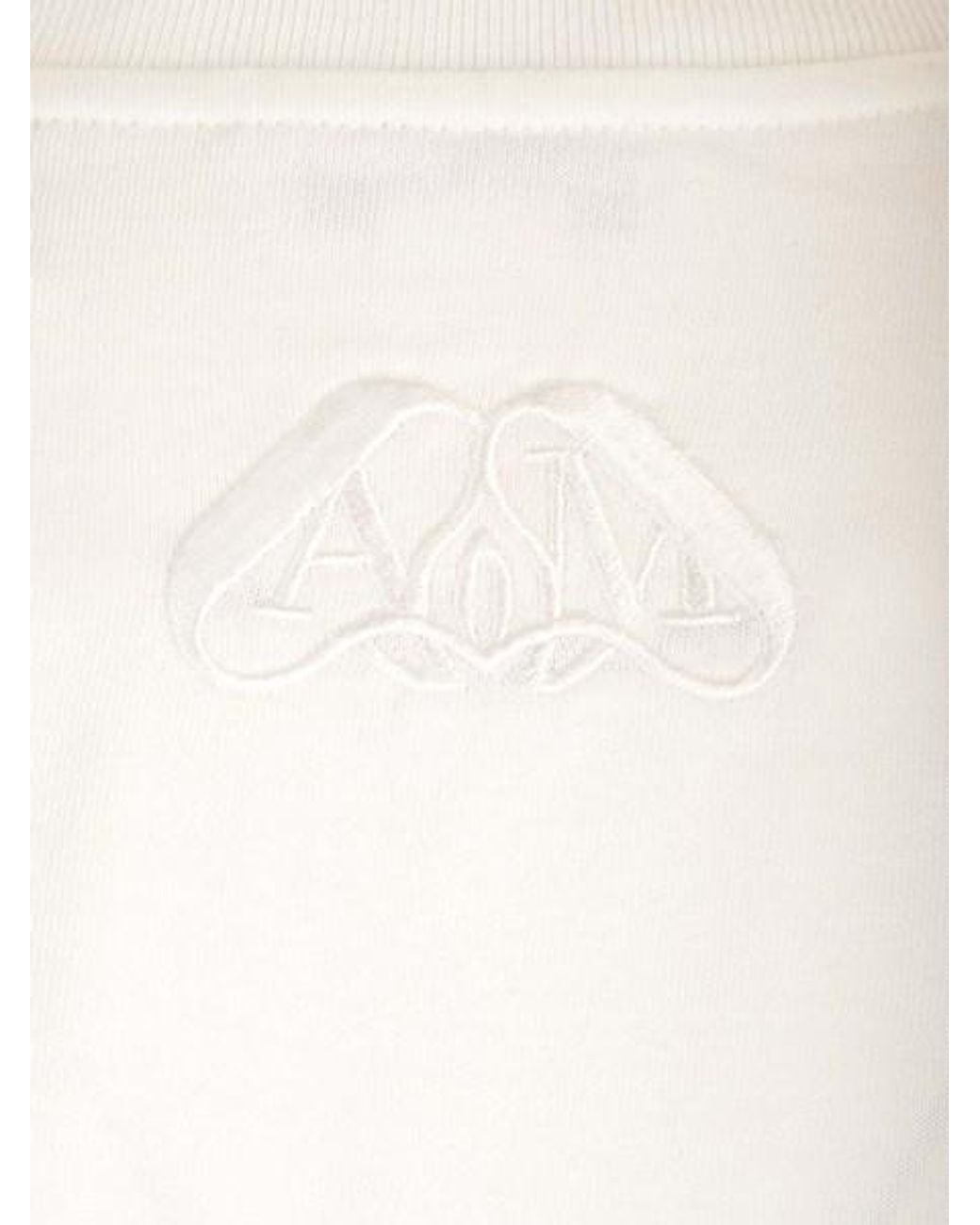 McQueen White Seal Button-Embellished T-Shirt
